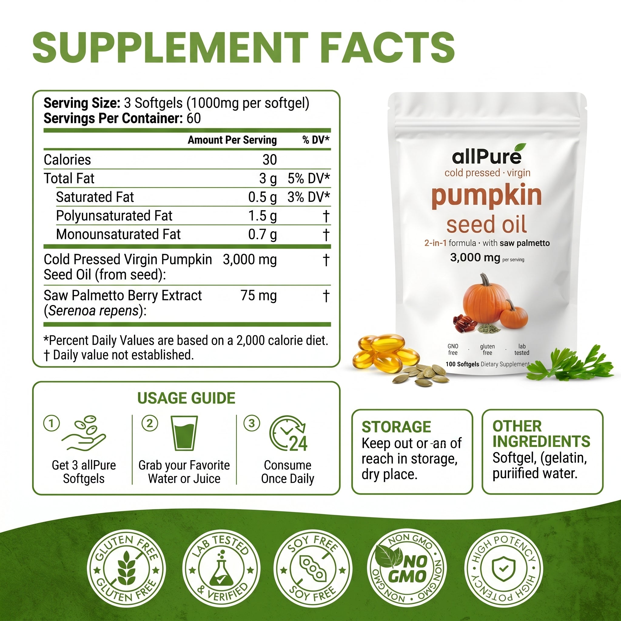 Aged Pumpkin Seed Extract - 3000mg